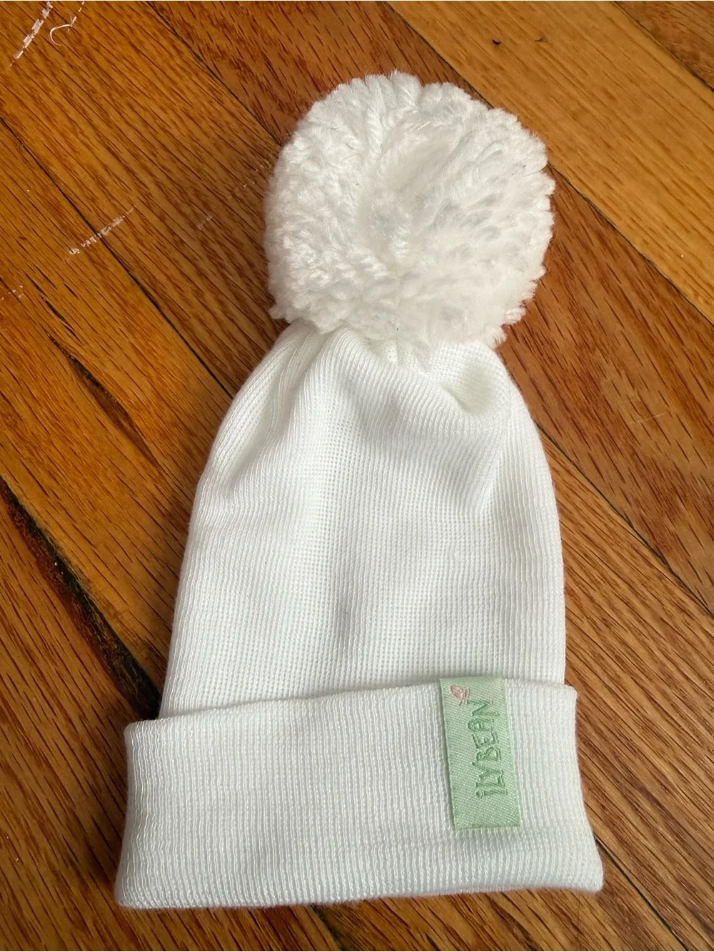 Kids White Pom Pom Beanie with 